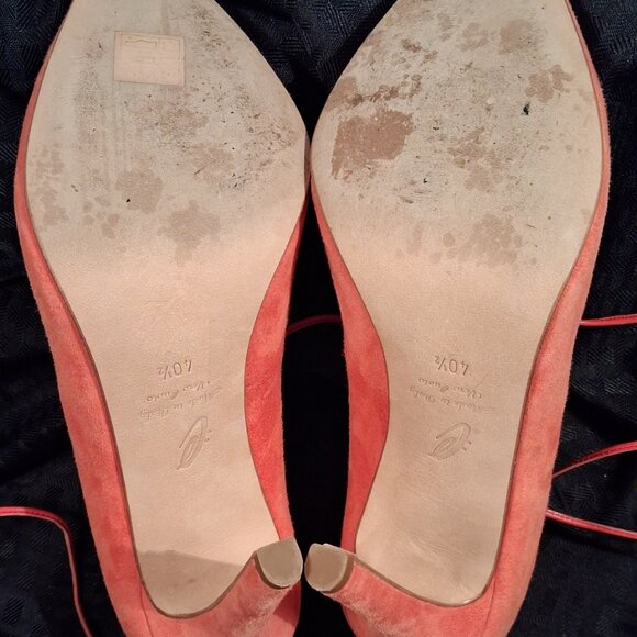 CLEF Women's Genuine Coral Orange Suede Leather Stiletto Pumps, Italy, sz 40.5 - Picture 10 of 15
